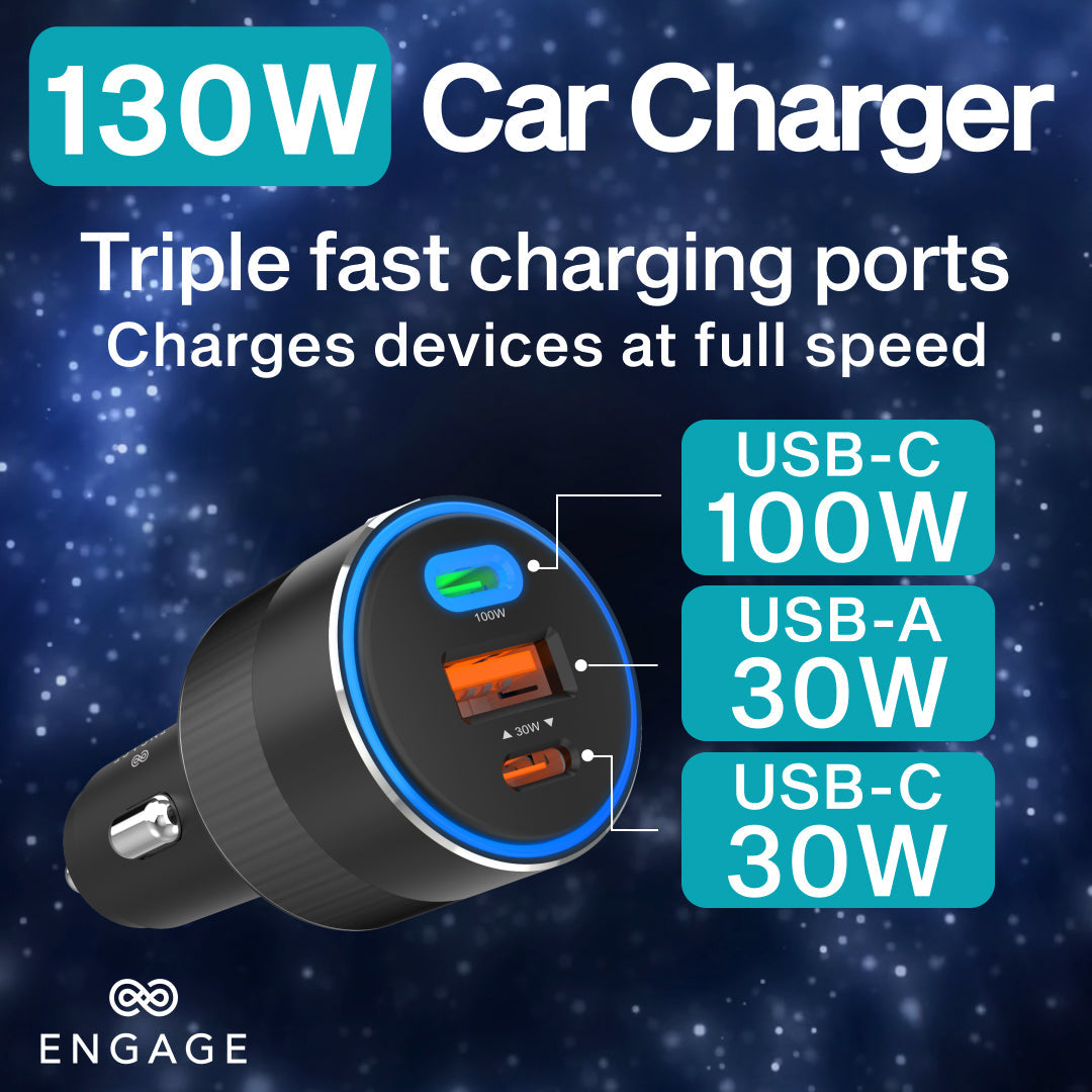 Engage 130W 3 Port Car Charger-X7CS