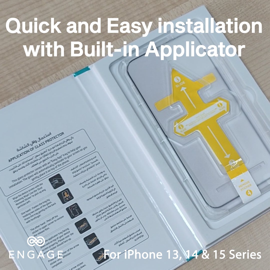 Engage iPhone 15 Pro Max Tempered Glass with Application Tray-KYUA
