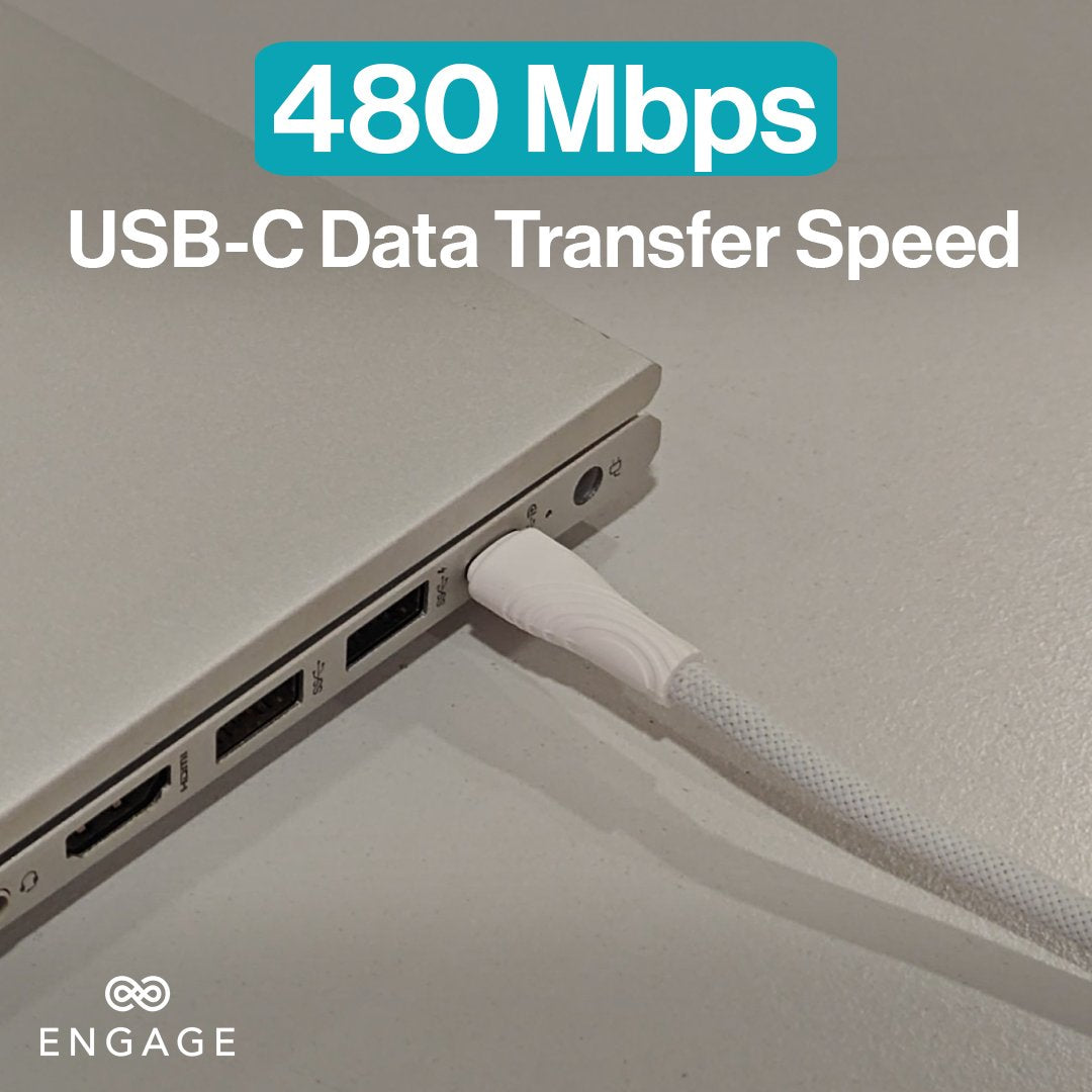 ENGAGE Magnetic PD 60W USB-C Cable with Lightning Adapter White - XDCG