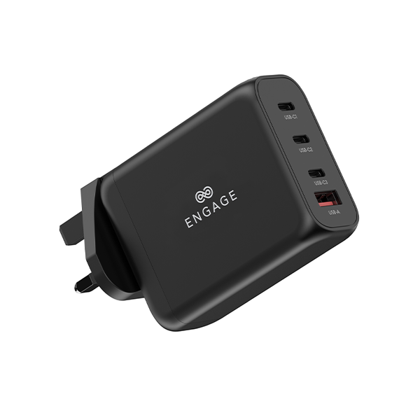 Engage 100W Power Adapter With Interchangeable Uk/Eu Plug & 4 Ports