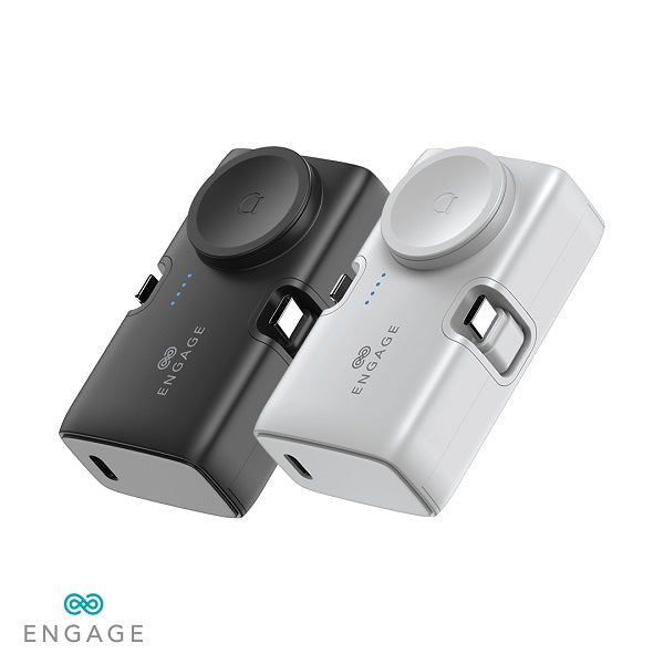 Engage Portable Dual Port Lightning/USB-C & Watch Charging Power bank (5000mAh)-BK