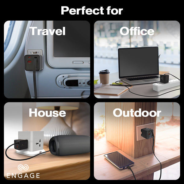 ENGAGE DUAL PORT C+A 65W GAN POWER ADAPTER W/USB-C CABLE
