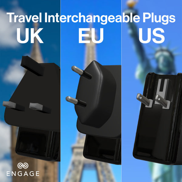 Engage 100W Power Adapter With Interchangeable Uk/Eu Plug & 4 Ports