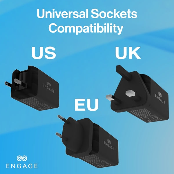 Engage Dual Port 48W Power Adapter With Interchangeable Uk/Eu Plug