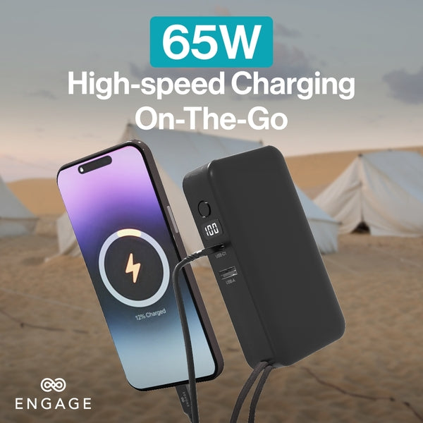 Engage Hybrid 65W Gan Charger 10000 Mah Power Bank