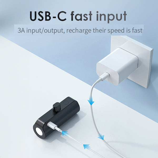 إشراك 18W Ultra Compact 5000 Mah 18W Pocket Powerbank مع شعلة لأجهزة USB-C