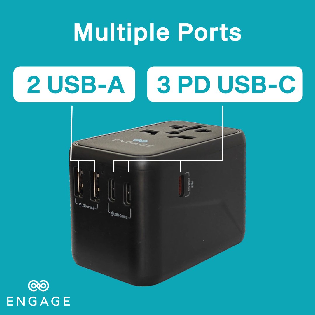 Engage 65W Universal Travel Adapter/Charger With 3PD Port