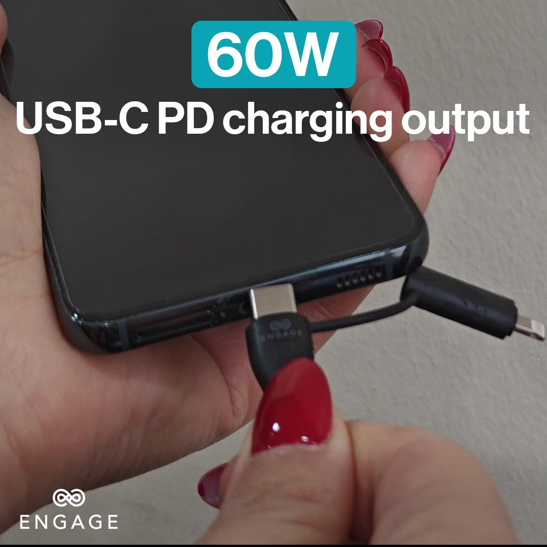 ENGAGE Magnetic PD 60W USB-C Cable with Lightning Adapter Black