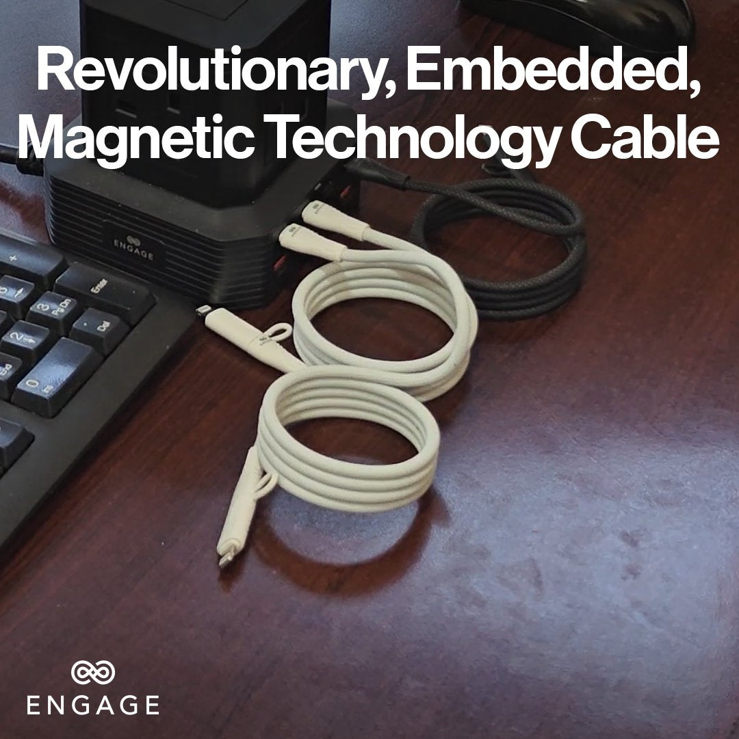 ENGAGE Magnetic PD 60W USB-C Cable with Lightning Adapter White - XDCG