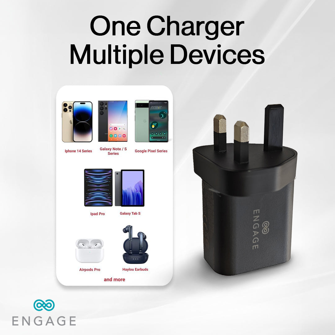 Engage Dual Port 30W GaNII PD Fast Adapter/Charger with Interchangeable Adapter