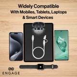 Engage Super Soft Silicone USB-C To USB-C Cable With Lightning Adapter (White)