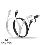 Engage Super Soft Silicone USB-C To USB-C Cable With Lightning Adapter (White)