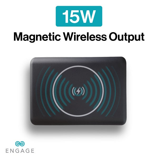 Engage Compact Wireles Magnetic PB 10000 Mah W/USB-C Cable & Led Display PD 45W