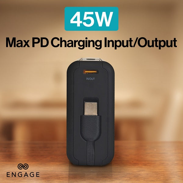Engage Compact Wireles Magnetic PB 10000 Mah W/USB-C Cable & Led Display PD 45W
