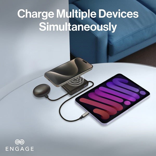 Engage Compact Wireles Magnetic PB 10000 Mah W/USB-C Cable & Led Display PD 45W