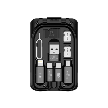 Engage 6 in 1 Multi-Functional USB Cables Box with SIM Card Accessories