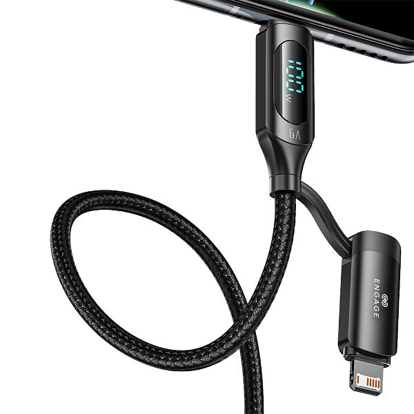 Engage 2 in 1 USB-A to USB-C Lightning 100W Fast Charging Digital Cable 1 Meter