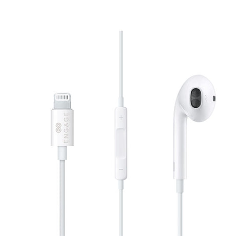Engage MFI Apple Lightning Wired Mono Earphone White
