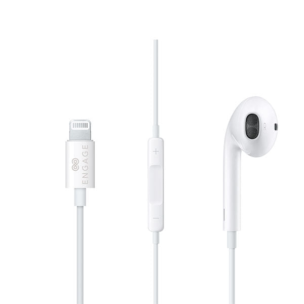 Engage MFI Apple Lightning Wired Mono Earphone White