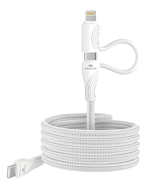 ENGAGE Magnetic PD 60W USB-C Cable with Lightning Adapter White