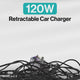 Engage 120W 4In1 Car Charger W/Retractable Cables (USB-C/Lightning) & USB Ports