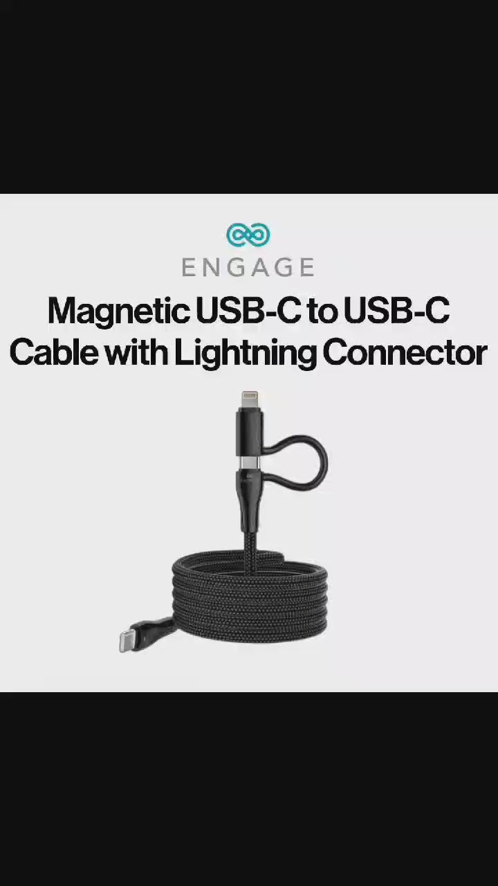 ENGAGE Magnetic PD 60W USB-C Cable with Lightning Adapter Black