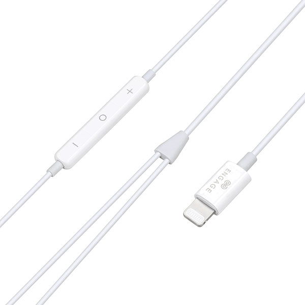 Engage MFI Apple Lightning Wired Earphone White